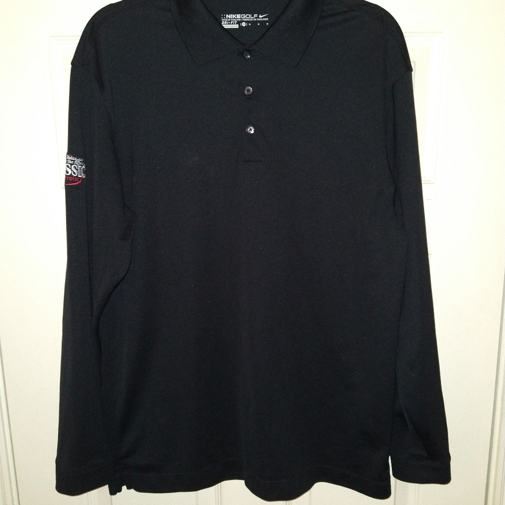 Nike Golf Dri-Fit Black Long Sleeve Polo Shirt Men's sz Medium